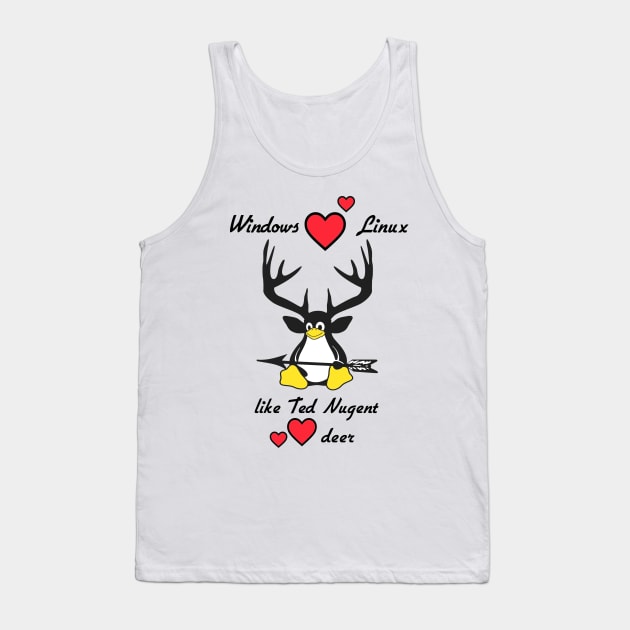 Windows loves Linux like Ted Nugent loves deer Tank Top by TheOuterLinux